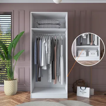 Garderobeskap Wallxpert Dara BA189 (90 x 210 x 57,5 cm) Hvit - Hvit - Oppbevaring - Klesoppbevaring - Garderober & garderobesystem - Garderobeskap & klesskap