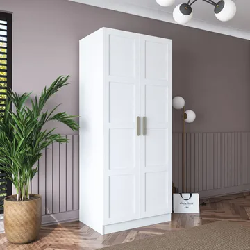 Garderobeskap Wallxpert Dara BA189 (90 x 210 x 57,5 cm) Hvit - Hvit - Oppbevaring - Klesoppbevaring - Garderober & garderobesystem - Garderobeskap & klesskap