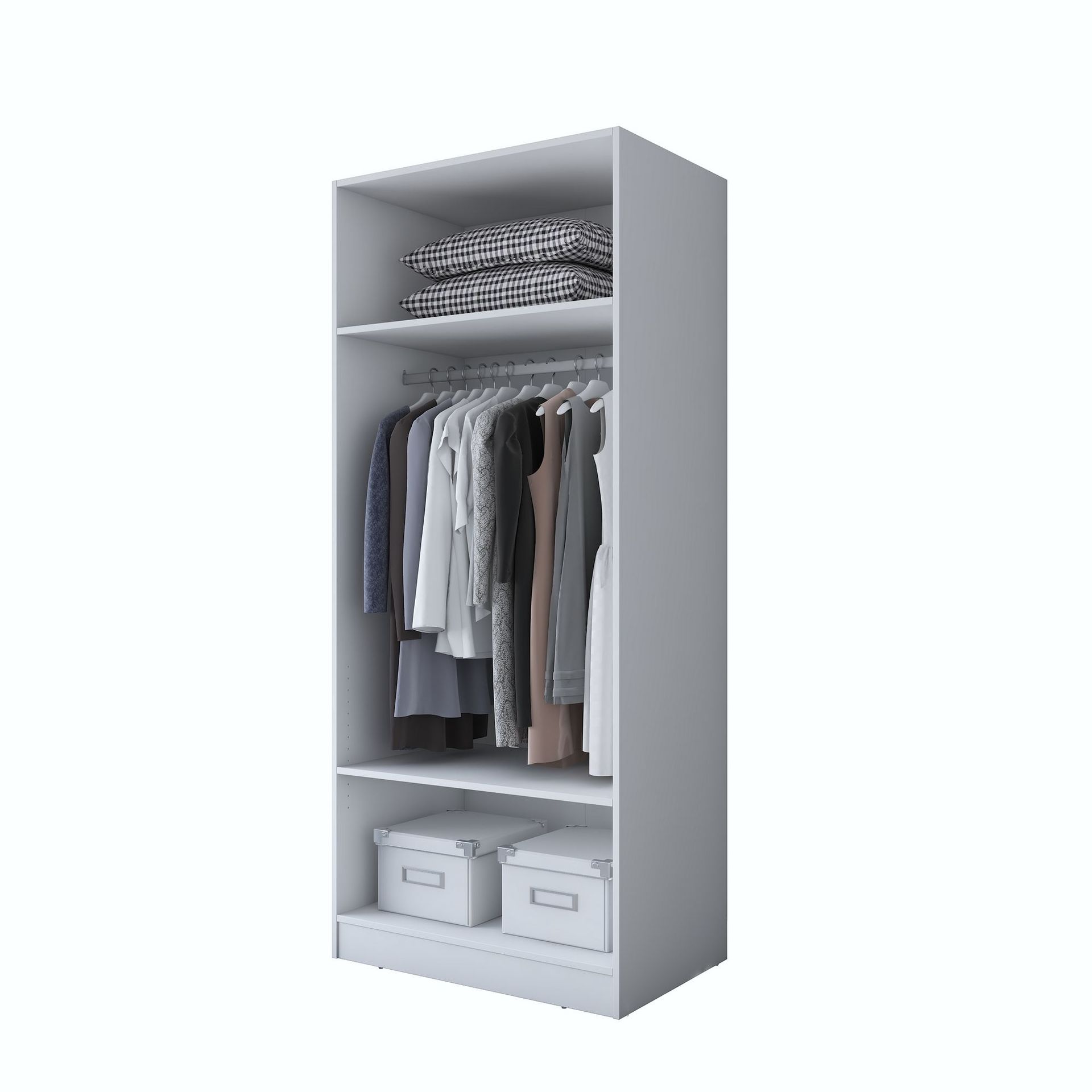Garderobeskap Wallxpert Dara BA189 (90 x 210 x 57,5 cm) Hvit - Hvit