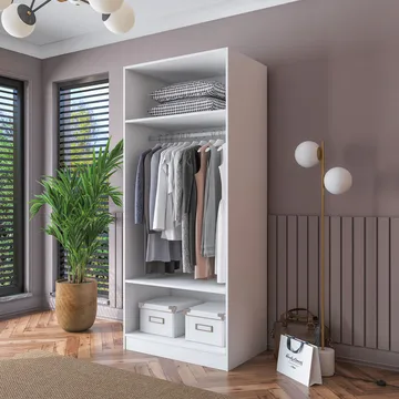 Garderobeskap Wallxpert Dara BA189 (90 x 210 x 57,5 cm) Hvit - Hvit - Oppbevaring - Klesoppbevaring - Garderober & garderobesystem - Garderobeskap & klesskap