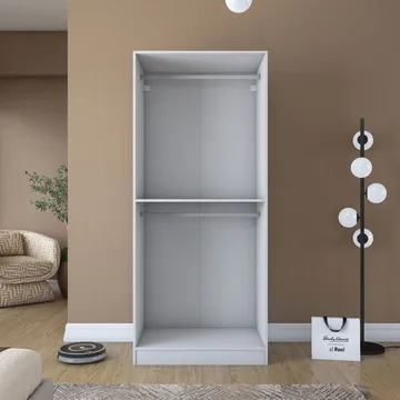 Garderobeskap Wallxpert Dara BA201 (90 x 210 x 57,5 cm) hvit - Hvit - Oppbevaring - Klesoppbevaring - Garderober & garderobesystem - Garderobeskap & klesskap