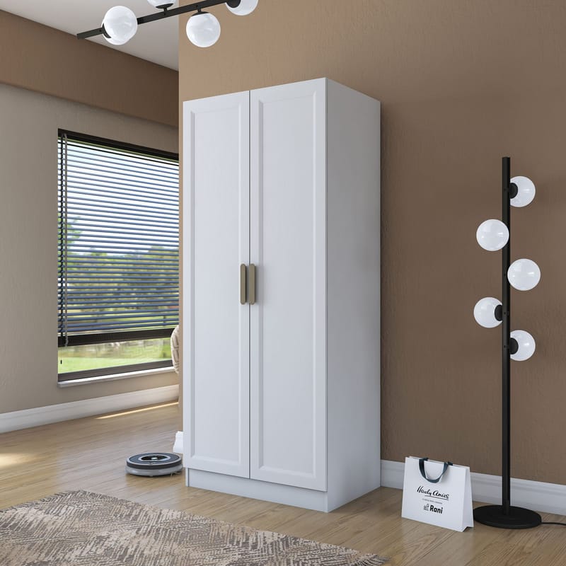 Garderobeskap Wallxpert Dara BA201 (90 x 210 x 57,5 cm) hvit - Hvit - Oppbevaring - Klesoppbevaring - Garderober & garderobesystem - Garderobeskap & klesskap