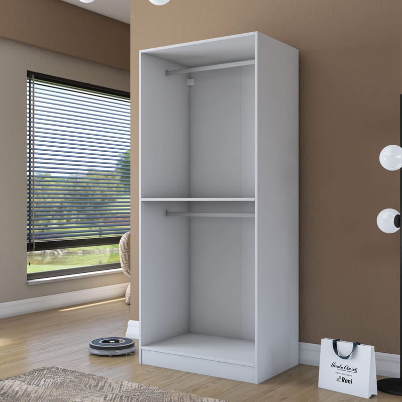 Garderobeskap Wallxpert Dara BA201 (90 x 210 x 57,5 cm) hvit - Hvit - Oppbevaring - Klesoppbevaring - Garderober & garderobesystem - Garderobeskap & klesskap