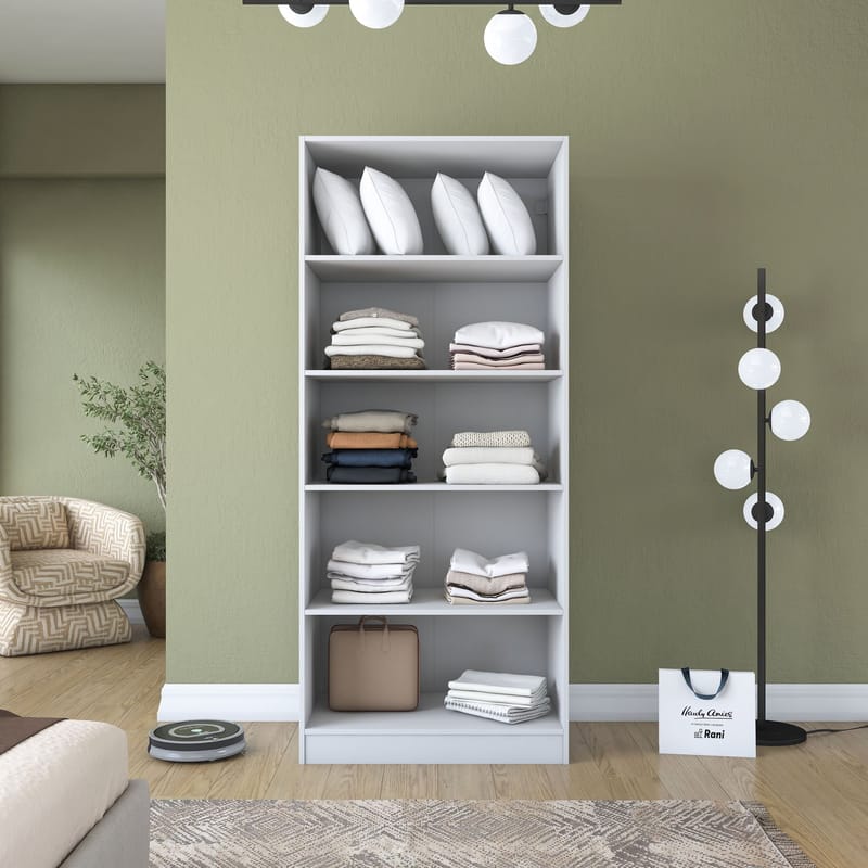 Garderobeskap Wallxpert Dara BA202 (90 x 210 x 57,5 cm) Hvit - Hvit - Oppbevaring - Klesoppbevaring - Garderober & garderobesystem - Garderobeskap & klesskap