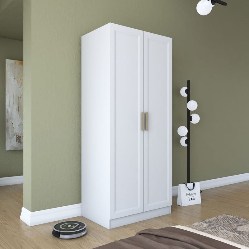 Garderobeskap Wallxpert Dara BA202 (90 x 210 x 57,5 cm) Hvit - Hvit - Oppbevaring - Klesoppbevaring - Garderober & garderobesystem - Garderobeskap & klesskap