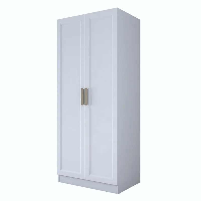 Garderobeskap Wallxpert Dara BA202 (90 x 210 x 57,5 cm) Hvit, Hvit