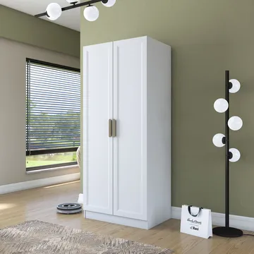 Garderobeskap Wallxpert Dara BA202 (90 x 210 x 57,5 cm) Hvit - Hvit - Oppbevaring - Klesoppbevaring - Garderober & garderobesystem - Garderobeskap & klesskap