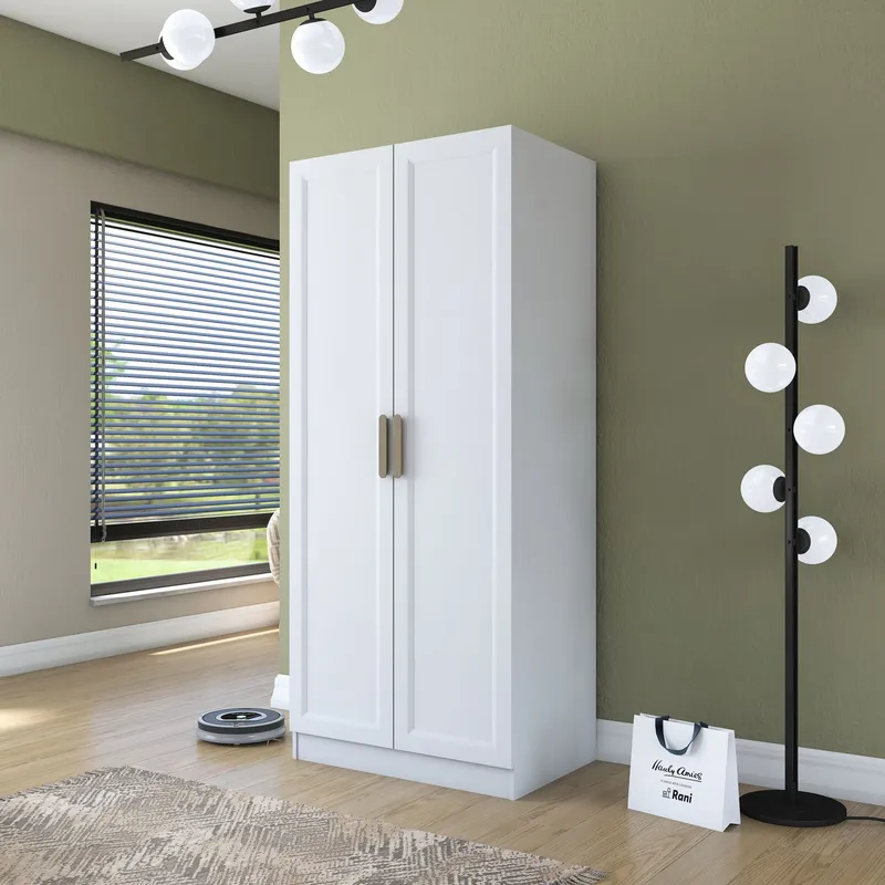 Garderobeskap Wallxpert Dara BA202 (90 x 210 x 57,5 cm) Hvit - Hvit - Oppbevaring - Klesoppbevaring - Garderober & garderobesystem - Garderobeskap & klesskap