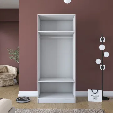 Garderobeskap Wallxpert Dara BA203 (90 x 210 x 57,5 cm) Hvit - Hvit - Oppbevaring - Klesoppbevaring - Garderober & garderobesystem - Garderobeskap & klesskap