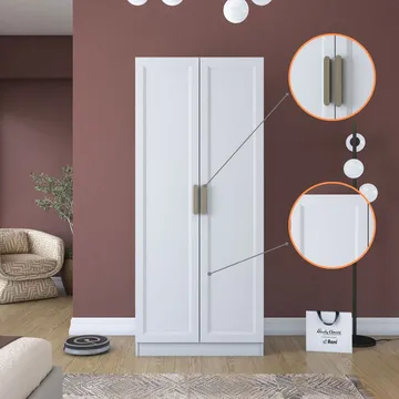 Garderobeskap Wallxpert Dara BA203 (90 x 210 x 57,5 cm) Hvit - Hvit - Oppbevaring - Klesoppbevaring - Garderober & garderobesystem - Garderobeskap & klesskap