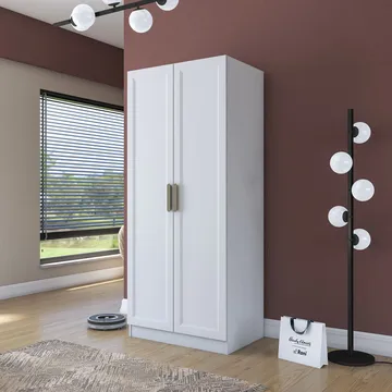 Garderobeskap Wallxpert Dara BA203 (90 x 210 x 57,5 cm) Hvit - Hvit - Oppbevaring - Klesoppbevaring - Garderober & garderobesystem - Garderobeskap & klesskap