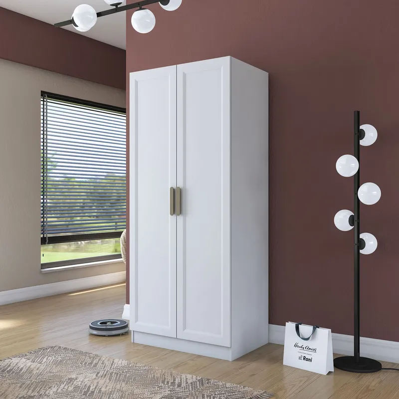 Garderobeskap Wallxpert Dara BA203 (90 x 210 x 57,5 cm) Hvit - Hvit - Oppbevaring - Klesoppbevaring - Garderober & garderobesystem - Garderobeskap & klesskap