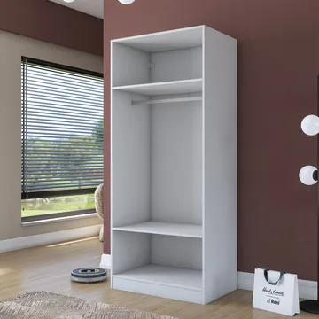 Garderobeskap Wallxpert Dara BA203 (90 x 210 x 57,5 cm) Hvit - Hvit - Oppbevaring - Klesoppbevaring - Garderober & garderobesystem - Garderobeskap & klesskap
