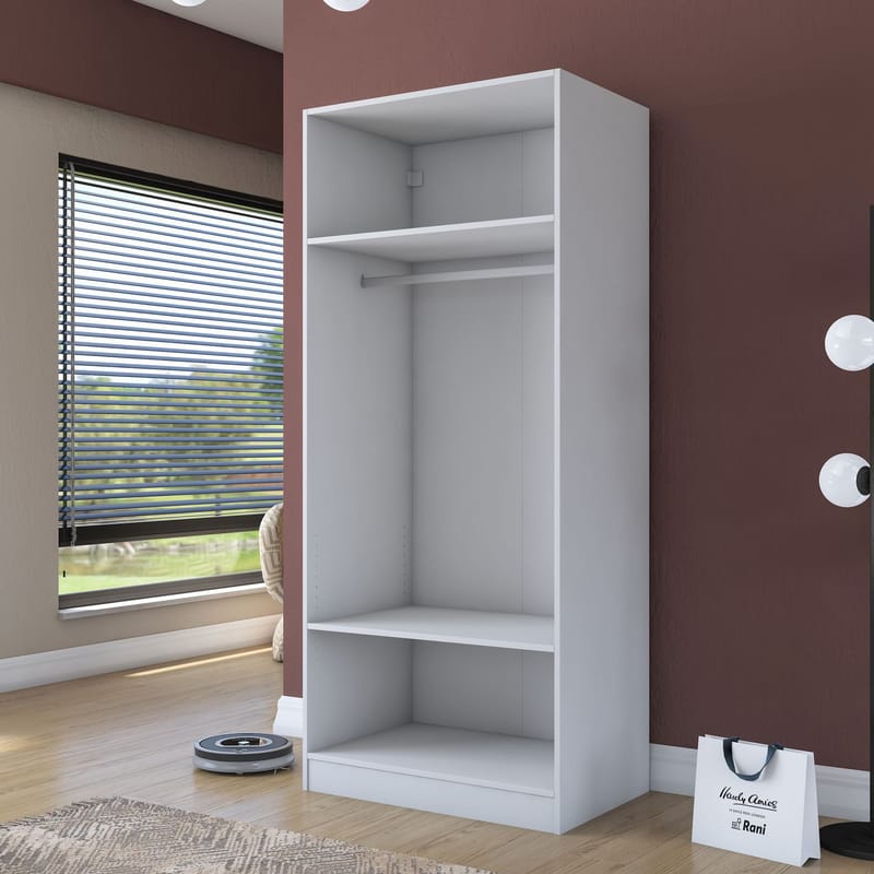 Garderobeskap Wallxpert Dara BA203 (90 x 210 x 57,5 cm) Hvit - Hvit - Oppbevaring - Klesoppbevaring - Garderober & garderobesystem - Garderobeskap & klesskap