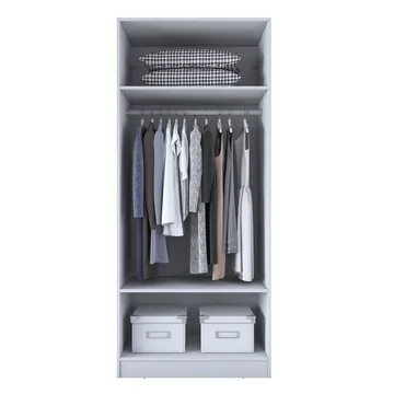 Garderobeskap Wallxpert Dara BA203 (90 x 210 x 57,5 cm) Hvit - Hvit - Oppbevaring - Klesoppbevaring - Garderober & garderobesystem - Garderobeskap & klesskap