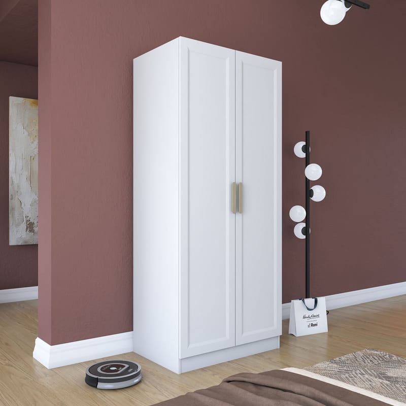 Garderobeskap Wallxpert Dara BA203 (90 x 210 x 57,5 cm) Hvit - Hvit - Oppbevaring - Klesoppbevaring - Garderober & garderobesystem - Garderobeskap & klesskap