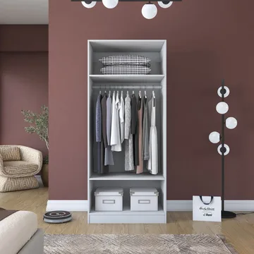 Garderobeskap Wallxpert Dara BA203 (90 x 210 x 57,5 cm) Hvit - Hvit - Oppbevaring - Klesoppbevaring - Garderober & garderobesystem - Garderobeskap & klesskap
