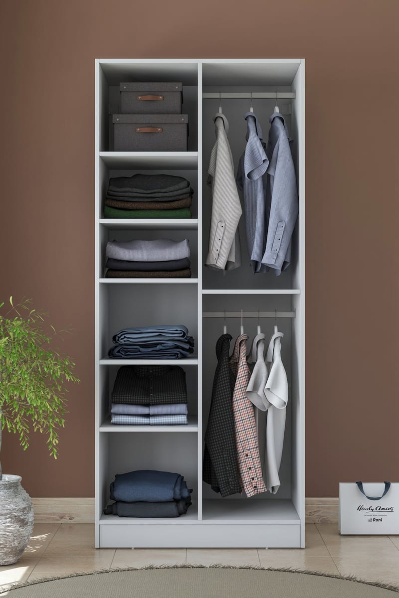 Garderobeskap Wallxpert Dara BA220 (90 x 210 x 57,5 cm) Hvit - Hvit - Oppbevaring - Klesoppbevaring - Garderober & garderobesystem - Garderobeskap & klesskap