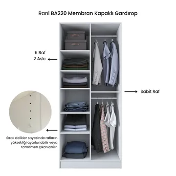 Garderobeskap Wallxpert Dara BA220 (90 x 210 x 57,5 cm) Hvit - Hvit - Oppbevaring - Klesoppbevaring - Garderober & garderobesystem - Garderobeskap & klesskap