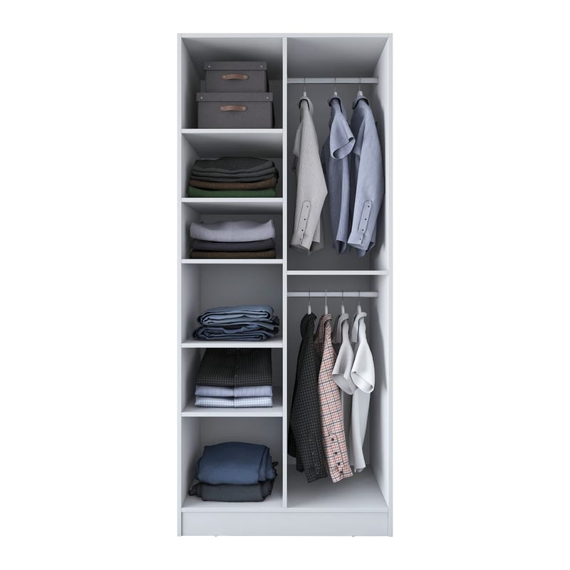 Garderobeskap Wallxpert Dara BA220 (90 x 210 x 57,5 cm) Hvit - Hvit - Oppbevaring - Klesoppbevaring - Garderober & garderobesystem - Garderobeskap & klesskap