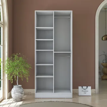 Garderobeskap Wallxpert Dara BA220 (90 x 210 x 57,5 cm) Hvit - Hvit - Oppbevaring - Klesoppbevaring - Garderober & garderobesystem - Garderobeskap & klesskap
