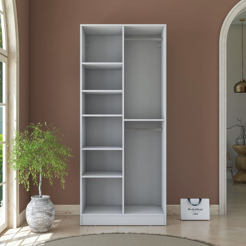 Garderobeskap Wallxpert Dara BA220 (90 x 210 x 57,5 cm) Hvit - Hvit - Oppbevaring - Klesoppbevaring - Garderober & garderobesystem - Garderobeskap & klesskap