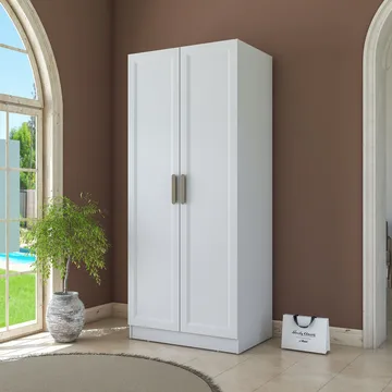 Garderobeskap Wallxpert Dara BA220 (90 x 210 x 57,5 cm) Hvit - Hvit - Oppbevaring - Klesoppbevaring - Garderober & garderobesystem - Garderobeskap & klesskap