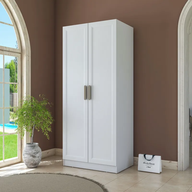 Garderobeskap Wallxpert Dara BA220 (90 x 210 x 57,5 cm) Hvit - Hvit - Oppbevaring - Klesoppbevaring - Garderober & garderobesystem - Garderobeskap & klesskap
