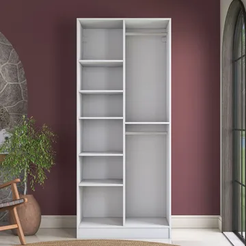 Garderobeskap Wallxpert Dara BA221 (90 x 210 x 57,5 cm) Hvit - Hvit - Oppbevaring - Klesoppbevaring - Garderober & garderobesystem - Garderobeskap & klesskap