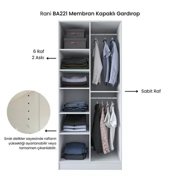 Garderobeskap Wallxpert Dara BA221 (90 x 210 x 57,5 cm) Hvit - Hvit - Oppbevaring - Klesoppbevaring - Garderober & garderobesystem - Garderobeskap & klesskap