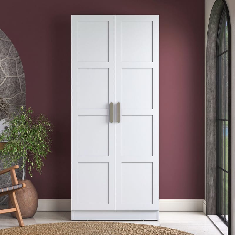 Garderobeskap Wallxpert Dara BA221 (90 x 210 x 57,5 cm) Hvit - Hvit - Oppbevaring - Klesoppbevaring - Garderober & garderobesystem - Garderobeskap & klesskap