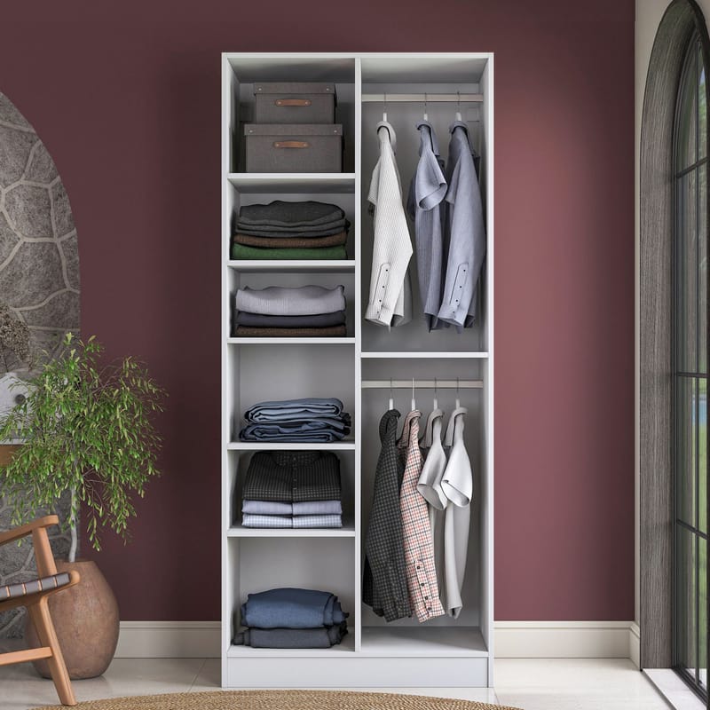 Garderobeskap Wallxpert Dara BA221 (90 x 210 x 57,5 cm) Hvit - Hvit - Oppbevaring - Klesoppbevaring - Garderober & garderobesystem - Garderobeskap & klesskap