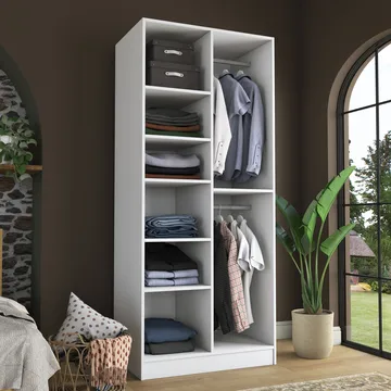 Garderobeskap Wallxpert Dara BA222 (90 x 210 x 57,5 cm) Hvit - Hvit - Oppbevaring - Klesoppbevaring - Garderober & garderobesystem - Garderobeskap & klesskap