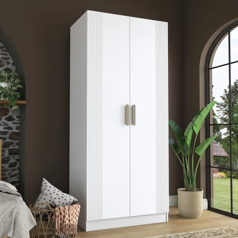 Garderobeskap Wallxpert Dara BA222 (90 x 210 x 57,5 cm) Hvit - Hvit - Oppbevaring - Klesoppbevaring - Garderober & garderobesystem - Garderobeskap & klesskap