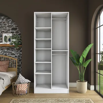 Garderobeskap Wallxpert Dara BA222 (90 x 210 x 57,5 cm) Hvit - Hvit - Oppbevaring - Klesoppbevaring - Garderober & garderobesystem - Garderobeskap & klesskap