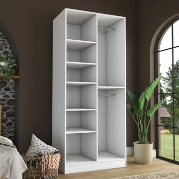 Garderobeskap Wallxpert Dara BA222 (90 x 210 x 57,5 cm) Hvit - Hvit - Oppbevaring - Klesoppbevaring - Garderober & garderobesystem - Garderobeskap & klesskap