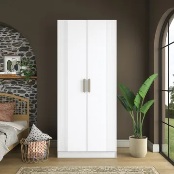 Garderobeskap Wallxpert Dara BA222 (90 x 210 x 57,5 cm) Hvit - Hvit - Oppbevaring - Klesoppbevaring - Garderober & garderobesystem - Garderobeskap & klesskap