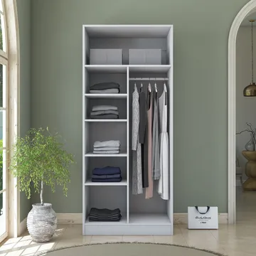 Garderobeskap Wallxpert Dara BA223 (90 x 210 x 57,5 cm) Hvit - Hvit - Oppbevaring - Klesoppbevaring - Garderober & garderobesystem - Garderobeskap & klesskap