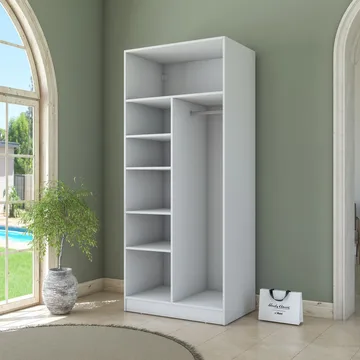 Garderobeskap Wallxpert Dara BA223 (90 x 210 x 57,5 cm) Hvit - Hvit - Oppbevaring - Klesoppbevaring - Garderober & garderobesystem - Garderobeskap & klesskap