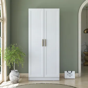 Garderobeskap Wallxpert Dara BA223 (90 x 210 x 57,5 cm) Hvit - Hvit - Oppbevaring - Klesoppbevaring - Garderober & garderobesystem - Garderobeskap & klesskap