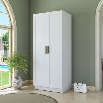 Garderobeskap Wallxpert Dara BA223 (90 x 210 x 57,5 cm) Hvit - Hvit - Oppbevaring - Klesoppbevaring - Garderober & garderobesystem - Garderobeskap & klesskap