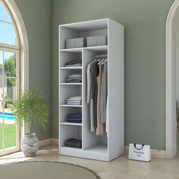 Garderobeskap Wallxpert Dara BA223 (90 x 210 x 57,5 cm) Hvit - Hvit - Oppbevaring - Klesoppbevaring - Garderober & garderobesystem - Garderobeskap & klesskap