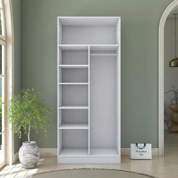 Garderobeskap Wallxpert Dara BA223 (90 x 210 x 57,5 cm) Hvit - Hvit - Oppbevaring - Klesoppbevaring - Garderober & garderobesystem - Garderobeskap & klesskap