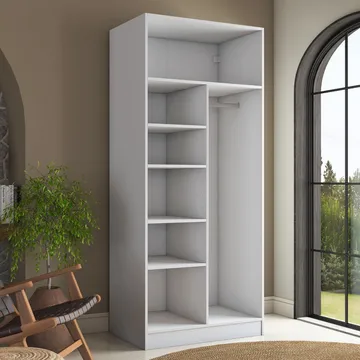 Garderobeskap Wallxpert Dara BA224 (90 x 210 x 57,5 cm) hvit - Hvit - Oppbevaring - Klesoppbevaring - Garderober & garderobesystem - Garderobeskap & klesskap