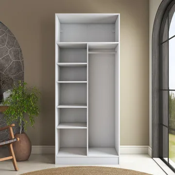 Garderobeskap Wallxpert Dara BA224 (90 x 210 x 57,5 cm) hvit - Hvit - Oppbevaring - Klesoppbevaring - Garderober & garderobesystem - Garderobeskap & klesskap