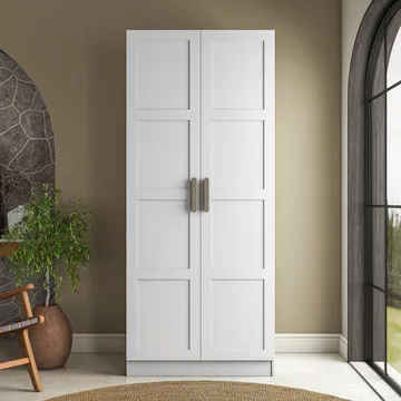Garderobeskap Wallxpert Dara BA224 (90 x 210 x 57,5 cm) hvit - Hvit - Oppbevaring - Klesoppbevaring - Garderober & garderobesystem - Garderobeskap & klesskap