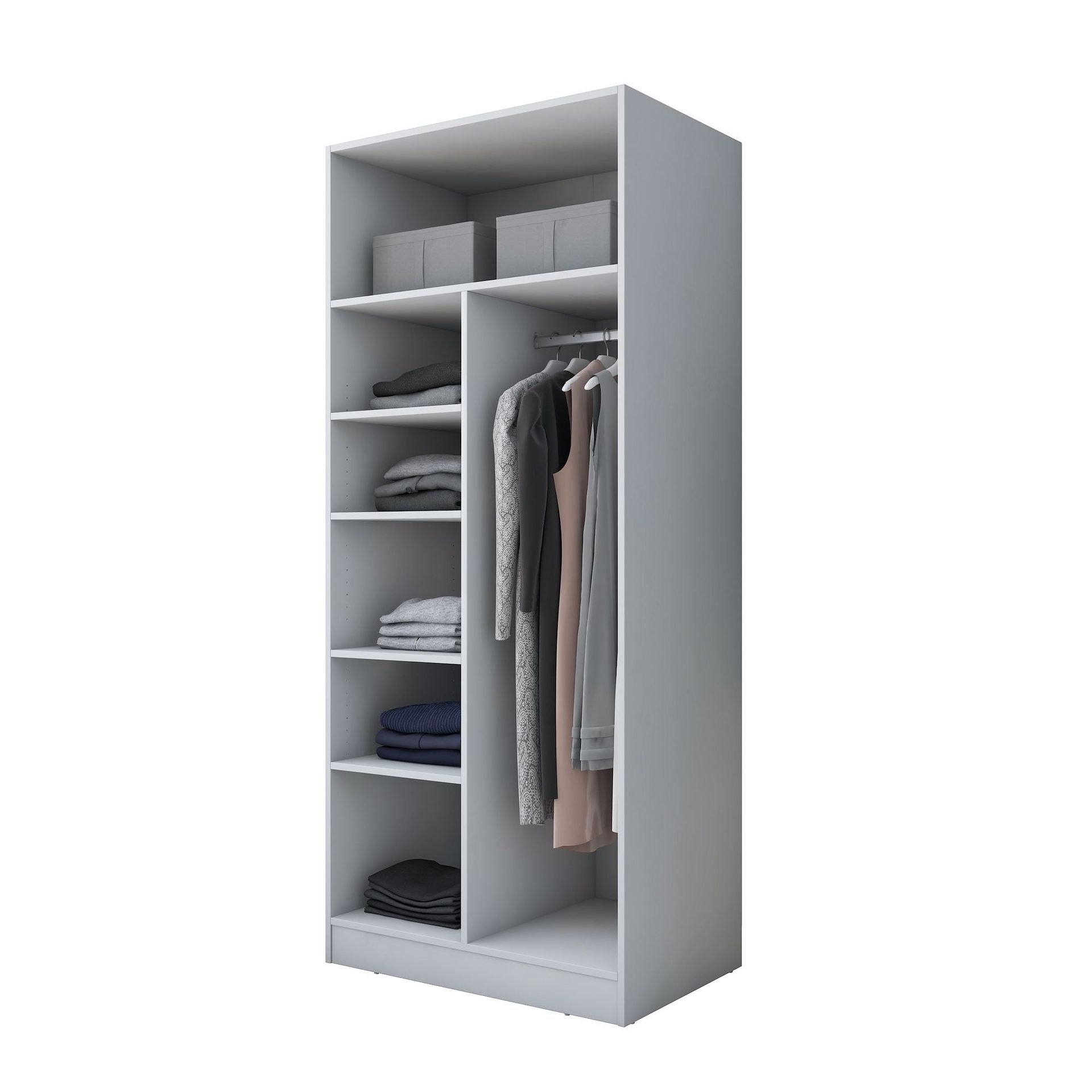 Garderobeskap Wallxpert Dara BA224 (90 x 210 x 57,5 cm) hvit - Hvit