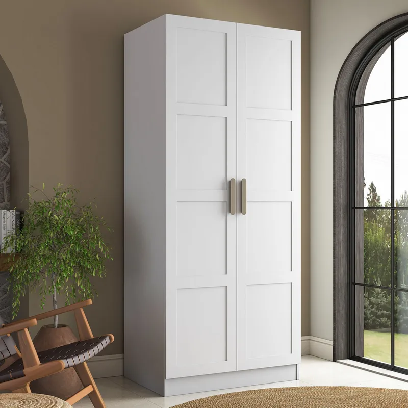 Garderobeskap Wallxpert Dara BA224 (90 x 210 x 57,5 cm) hvit - Hvit - Oppbevaring - Klesoppbevaring - Garderober & garderobesystem - Garderobeskap & klesskap
