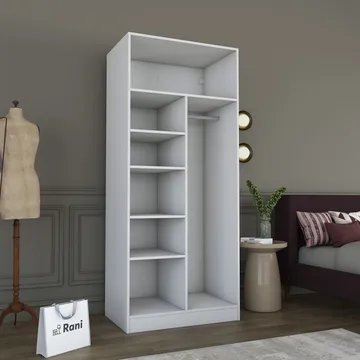 Garderobeskap Wallxpert Dara BA225 (90 x 210 x 57,5 cm) Hvit - Hvit - Oppbevaring - Klesoppbevaring - Garderober & garderobesystem - Garderobeskap & klesskap