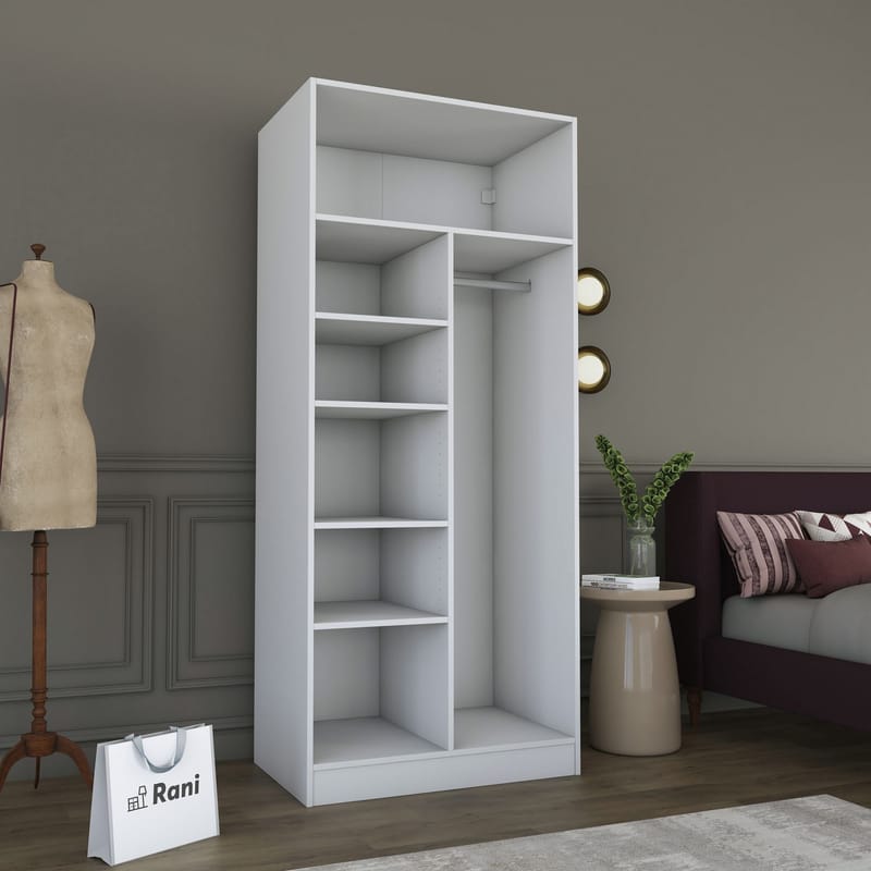 Garderobeskap Wallxpert Dara BA225 (90 x 210 x 57,5 cm) Hvit - Hvit - Oppbevaring - Klesoppbevaring - Garderober & garderobesystem - Garderobeskap & klesskap